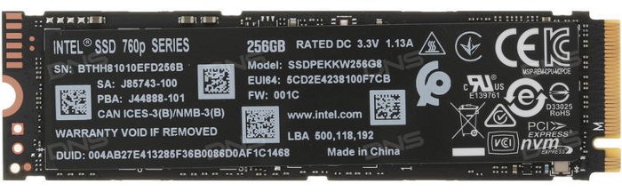 SSD M.2 NVMe Intel 760p 256 Гб - практический отзыв