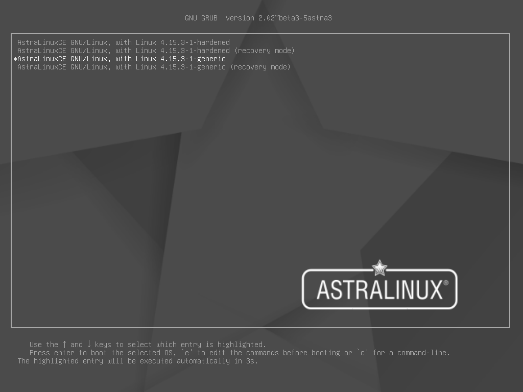 Астра Линукс 2.12.40 меню загрузки