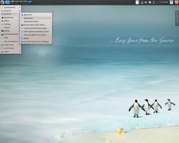 Calculate Linux KDE - дизайн, главное меню