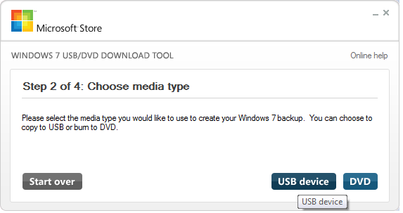 Windows 7 USB/DVD Download Tool - шаг второй